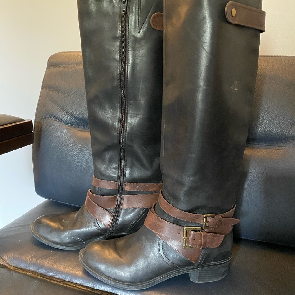 Black & brown leather boots